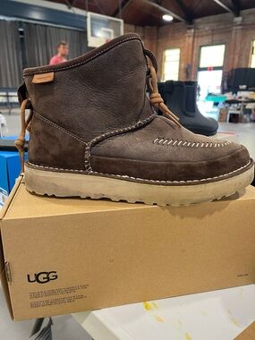 UGG Men's Chocolate Brown Suede Moccasin-Style Ankle Boot